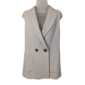 Zara Sleeveless Blazer Vest Long Cream Size XS Extra Small